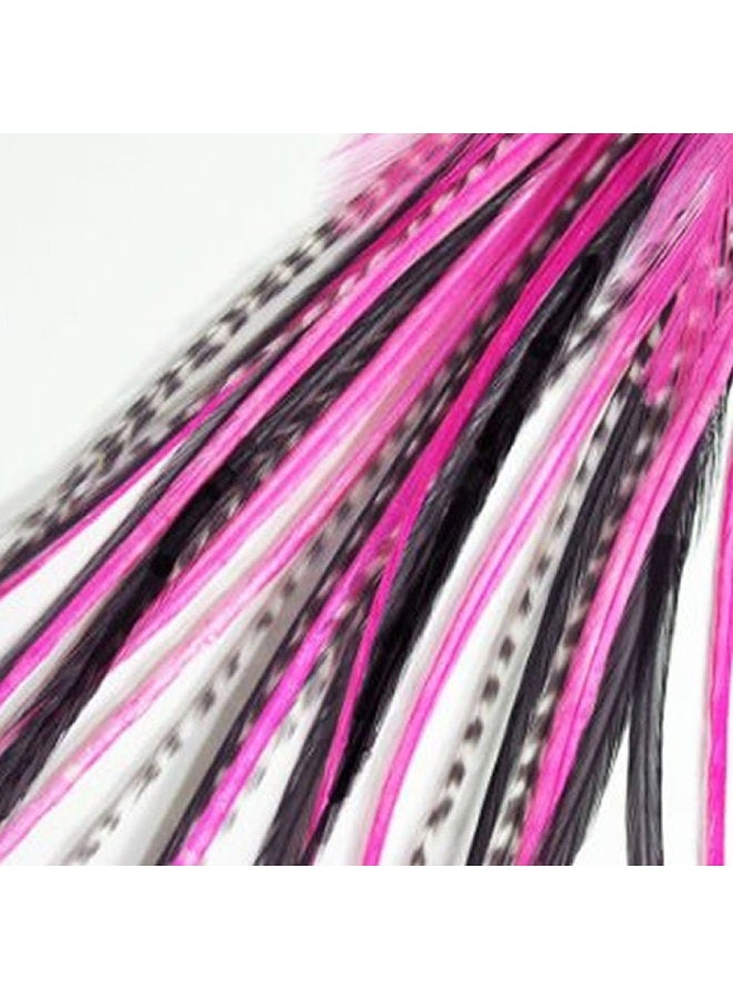 SEXY SPARKLES Feather Hair Extension Pink & Black Mix 6"-11" Feathers for Hair Extension Includes 2 Silicone Micro Beads 5 Feathers - Image 3